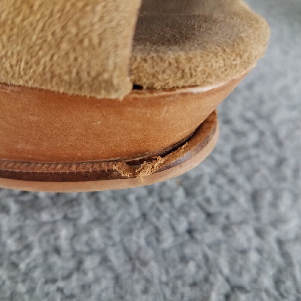 Sam Edelman Javi Wedge Sandals Women's 8 Suede Tan 5" Heel Pump Summer Party - Picture 5 of 14